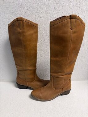 Classic Tall Leather Riding Boots - Brown 7.5